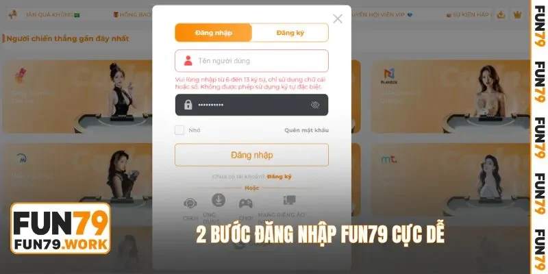 2 bước đăng nhập FUN79 cực dễ