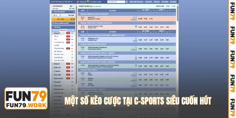Một số kèo cược tại C-sports siêu cuốn hút